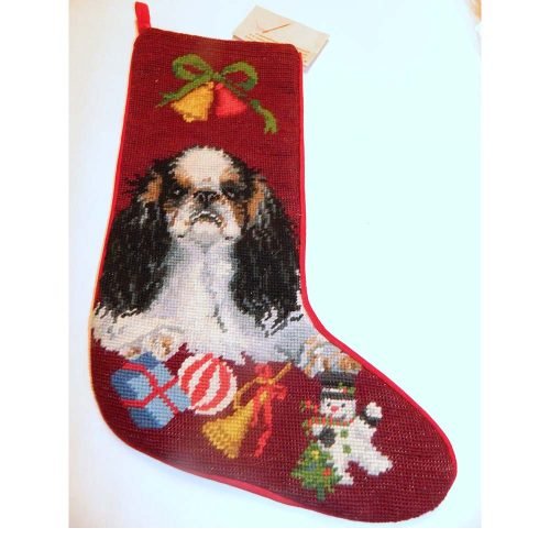 Tricolor ENGLISH TOY SPANIEL Stocking